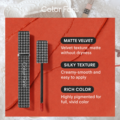 Houndstooth Matte Lip Mud Long-lasting and non-drying for a soft matte lip look